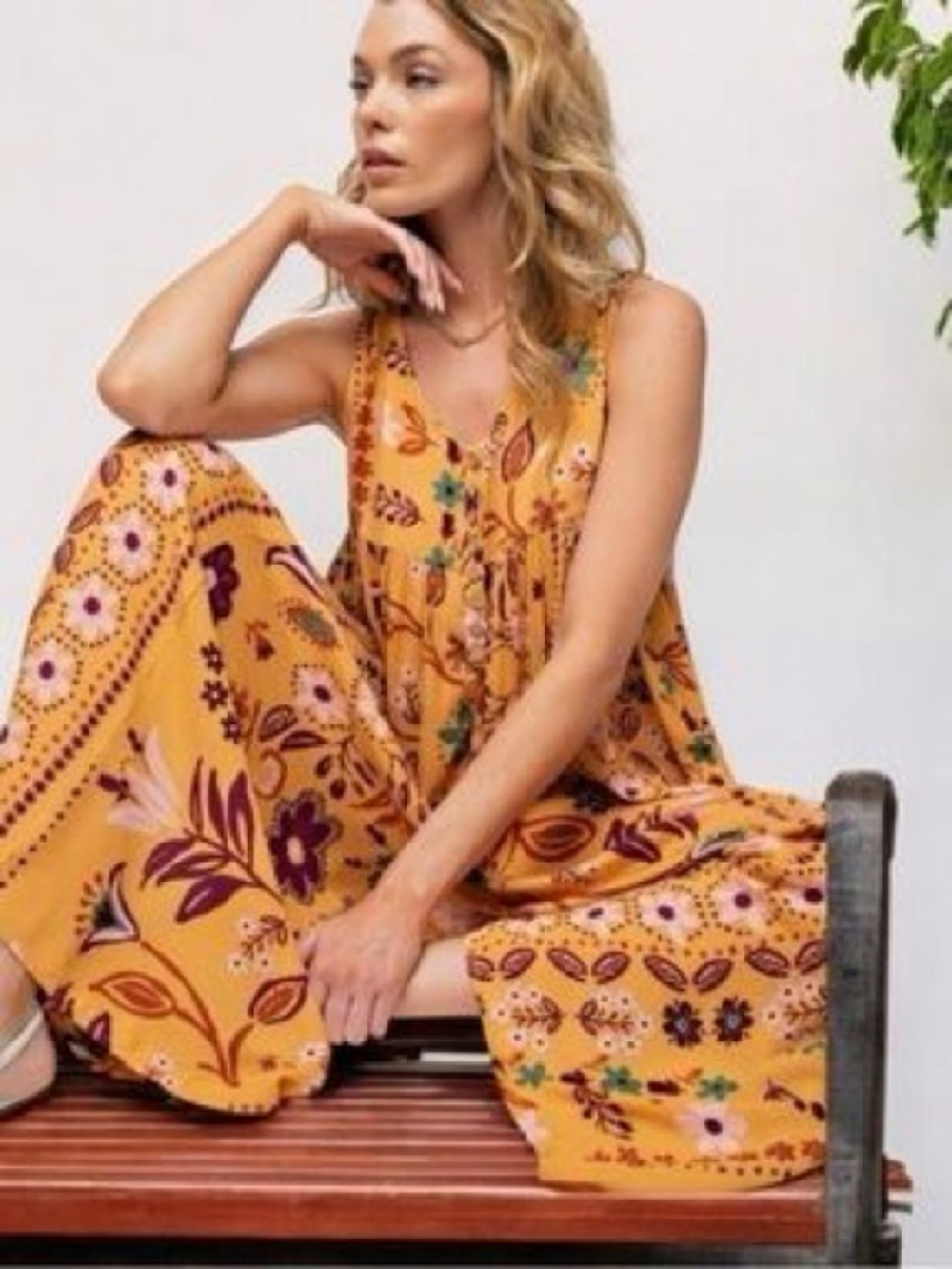 Easel wideleg boho jumpsuit with pockets
